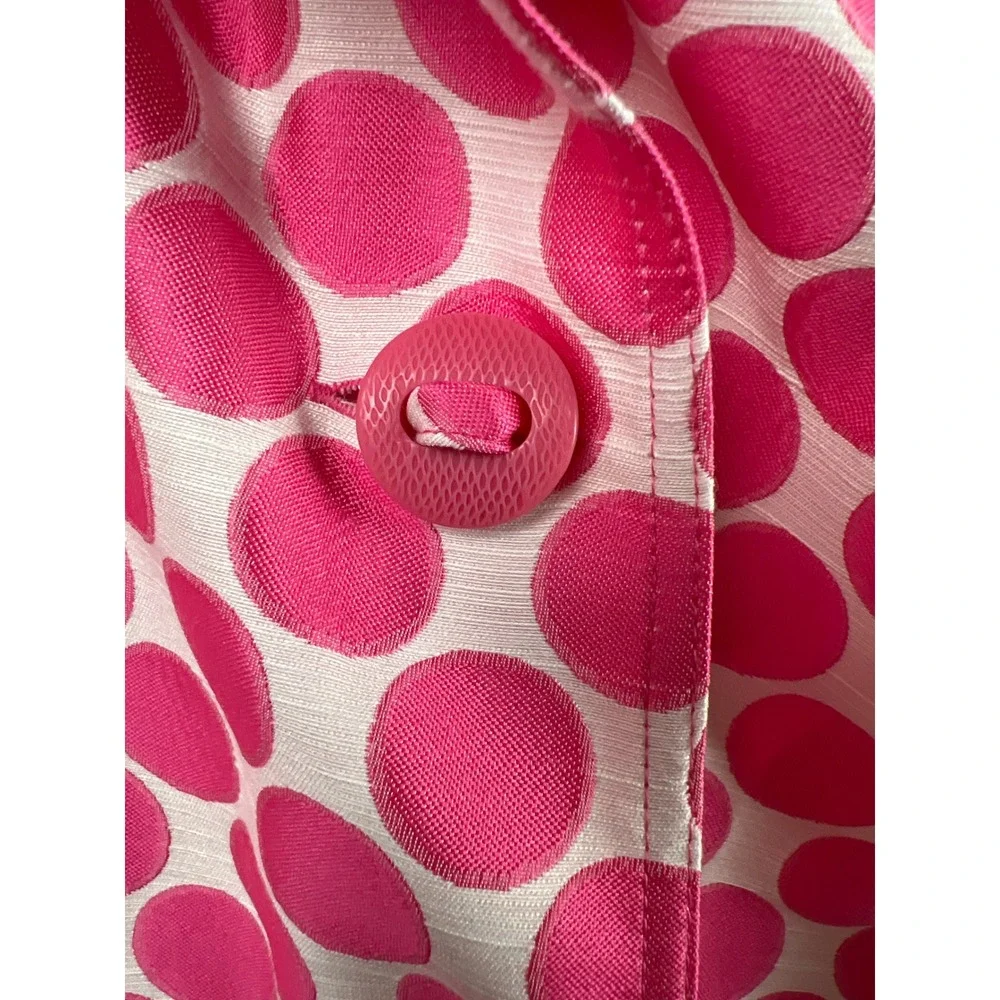 UBU Jacket Women XL Pink White Polka Dot Pleated Hooded Art to Wear Reversible